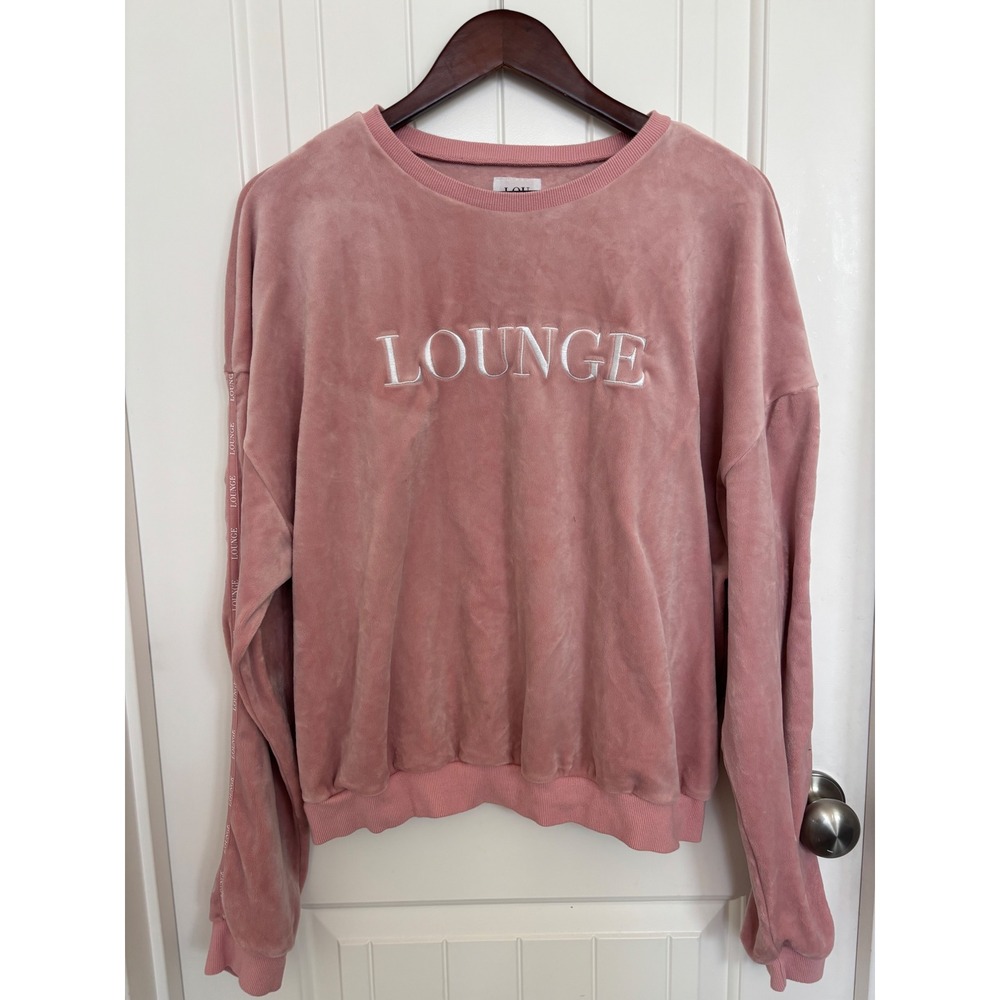 Lounge Apparel XL Velour Embroidered Pullover‎ with Logo Sleeves Extra Soft